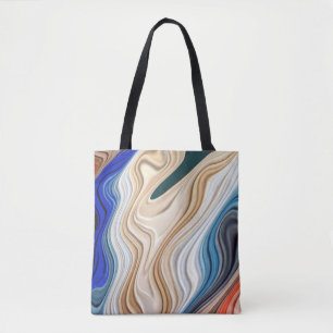 A vibrant colourful fabric groovy pattern  tote ba