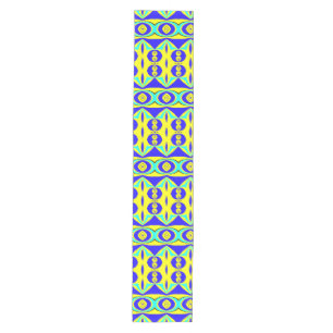 A vibrant colourful fabric print pattern design medium table runner