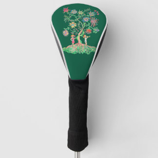 A vibrant drawing depicts a fantasy tree golf head cover