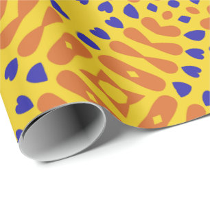 A vibrant geometric pattern with repeating orange  wrapping paper