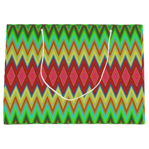 A vibrant gift bag featuring a bold, colourful 