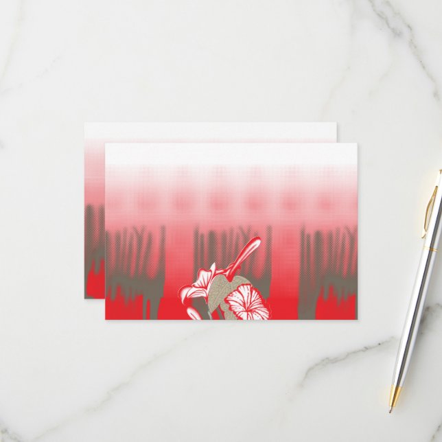 A vibrant graphic design features a red, patterned RSVP card (Front/Back In Situ)