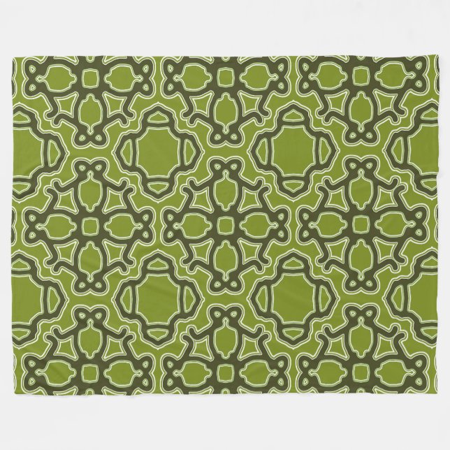 A vibrant green colour fabric print pattern design fleece blanket (Front (Horizontal))