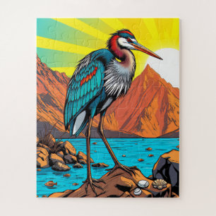 A vibrant heron children's jigsaw puzzle