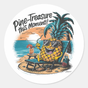A vibrant humourous design featuring a pineapple classic round sticker