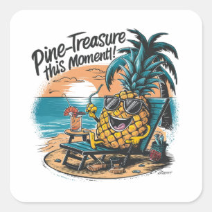 A vibrant humourous design featuring a pineapple square sticker