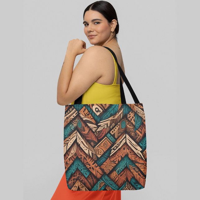 a vibrant intricate pattern overlapping geometric tote bag (Creator Uploaded)