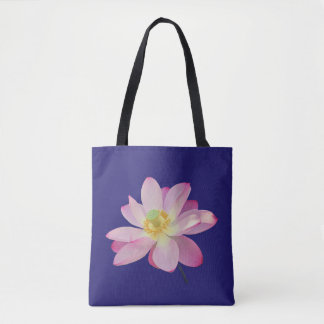 A vibrant lotus flower tote bag