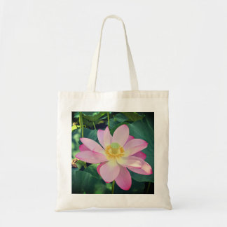 A vibrant lotus flower tote bag