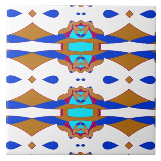 A vibrant multicolor classic pattern  ceramic tile (Front)