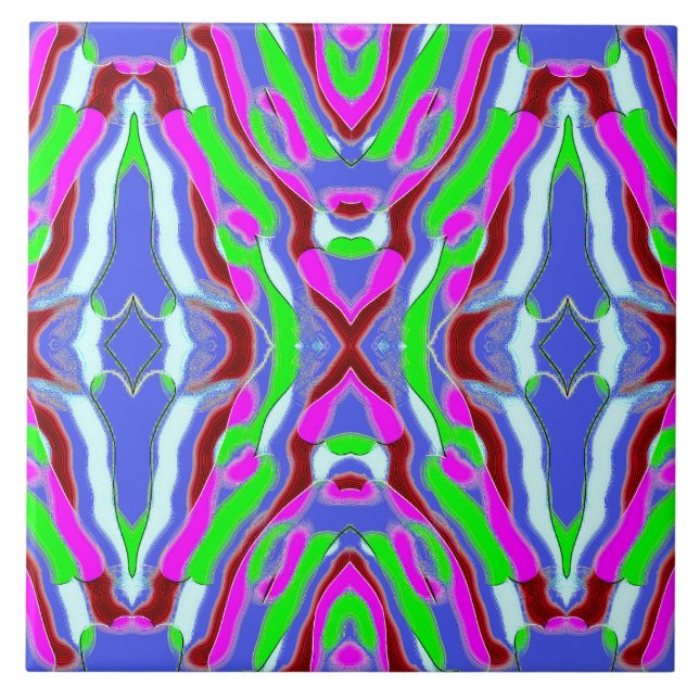 A vibrant multicolor classic pattern  ceramic tile (Front)
