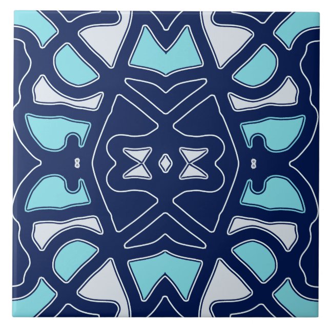 A vibrant multicolor classic pattern  ceramic tile (Front)