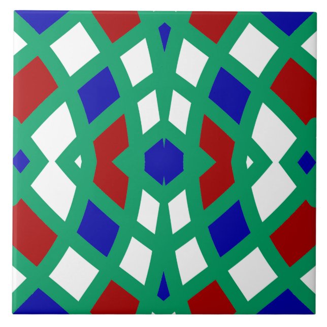 A vibrant multicolor classic pattern  ceramic tile (Front)