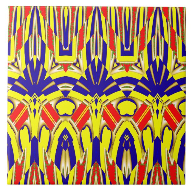 A vibrant multicolor classic pattern  ceramic tile (Front)