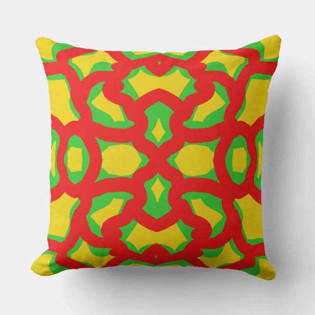 A vibrant multicolor fabric pattern design  throw cushion (Front)