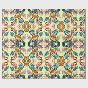A vibrant multicolor trendy floral pattern design wrapping paper