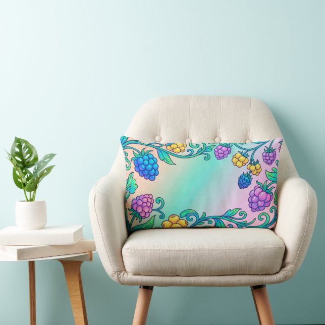 A vibrant psychedelic berry pattern  lumbar cushion (Chair)