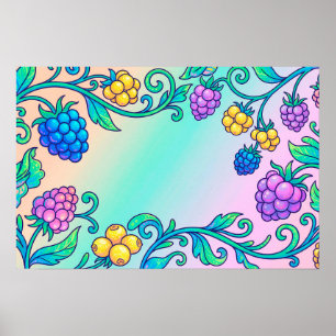 A vibrant psychedelic berry pattern poster