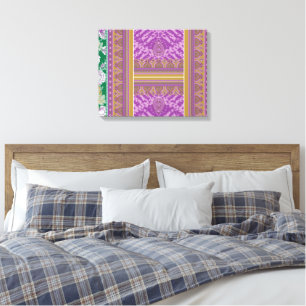 A vibrant purple and gold patterned image, elegant canvas print