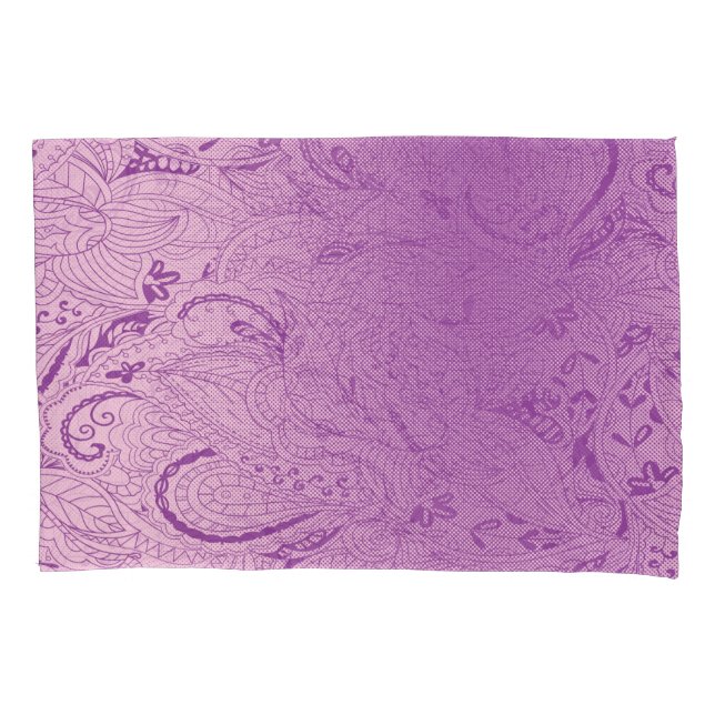 A vibrant purple fabric design featuring intricate pillowcase (Front-Left)