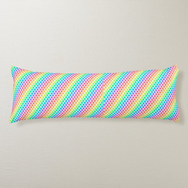 A vibrant rainbow pillow with diagonal rows  (Front)