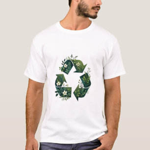 A Vibrant Recycling Symbol of Leaves, Flowers, and T-Shirt