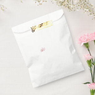 A vibrant red and black floral design featuring in favour bags