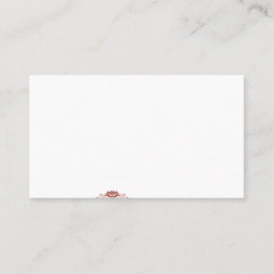 A vibrant red graphic features a creative floral d business card