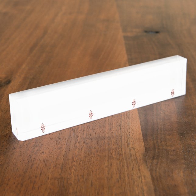 A vibrant red graphic features a creative floral d nameplate (Side)