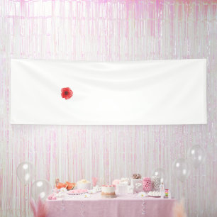 A vibrant red poppy flower with delicate petals an banner