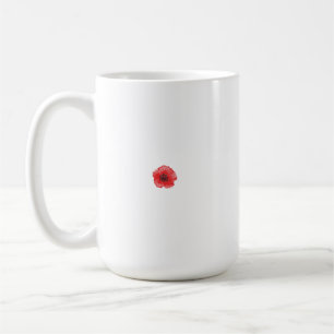 A vibrant red poppy flower with delicate petals an coffee mug