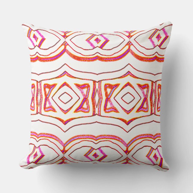 A vibrant red white classic fabric pattern design  cushion (Front)