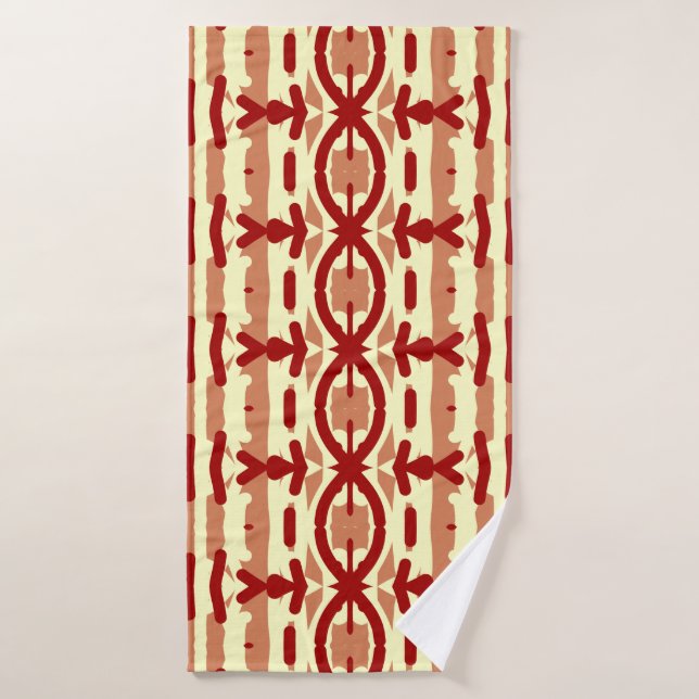 A vibrant red yellow fabric print pattern design  bath towel (Bath Towel)