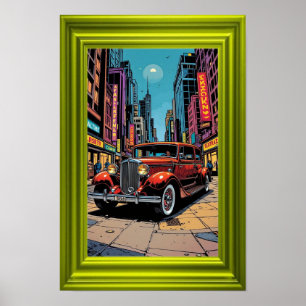 A vibrant retro-style artwork featuring a classic poster