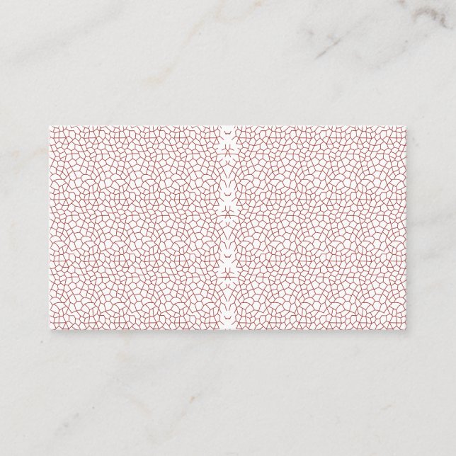 A vibrant rug featuring an intricate geometric mot business card (Front)