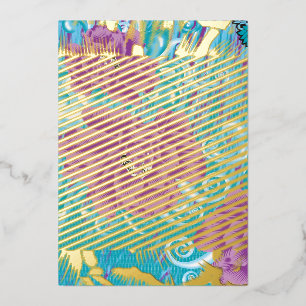 A vibrant textile design featuring purple and turq