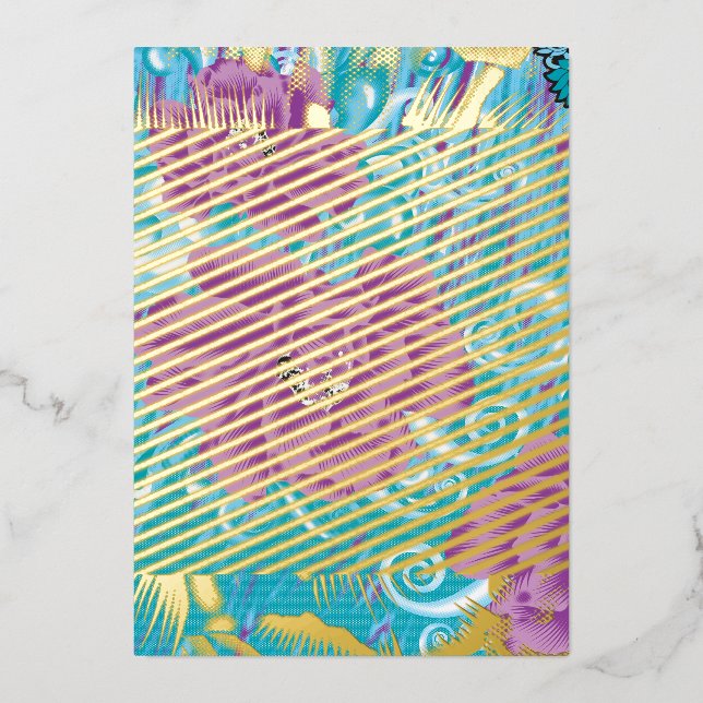 A vibrant textile design featuring purple and turq (Front)