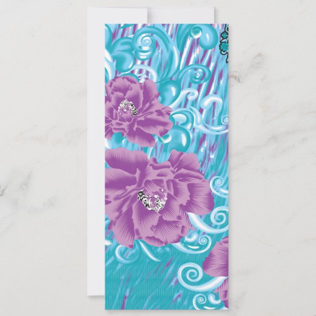 A vibrant textile design featuring purple and turq announcement (Front)