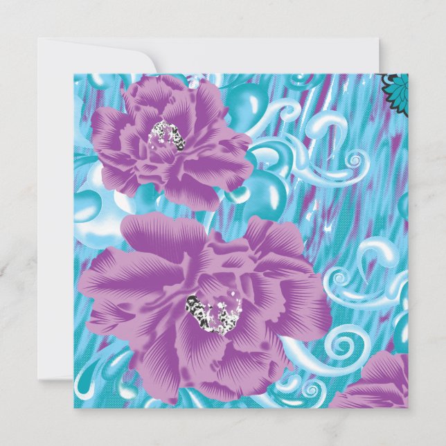 A vibrant textile design featuring purple and turq card (Front)