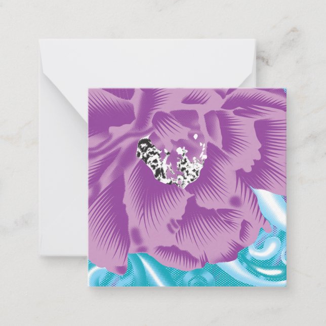 A vibrant textile design featuring purple and turq card (Front)
