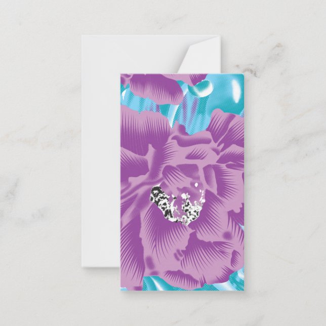 A vibrant textile design featuring purple and turq card (Front)