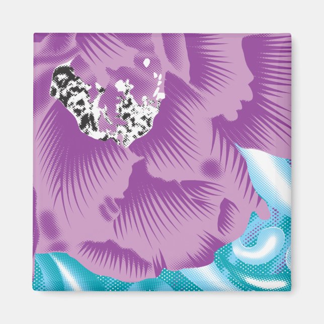 A vibrant textile design featuring purple and turq magnet (Front)