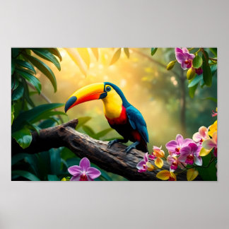 A vibrant Toucan Tropical Jungle Poster