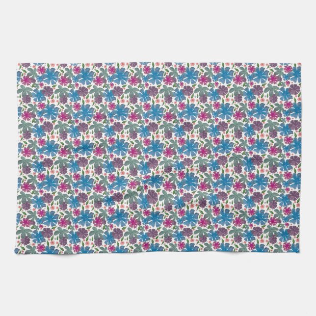 A vibrant watercolor seamless pattern featuring co tea towel (Horizontal)