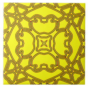 A vibrant yellow colour classic pattern tile