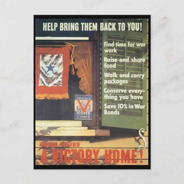 A Victory Home World War 2 Postcard (Front)