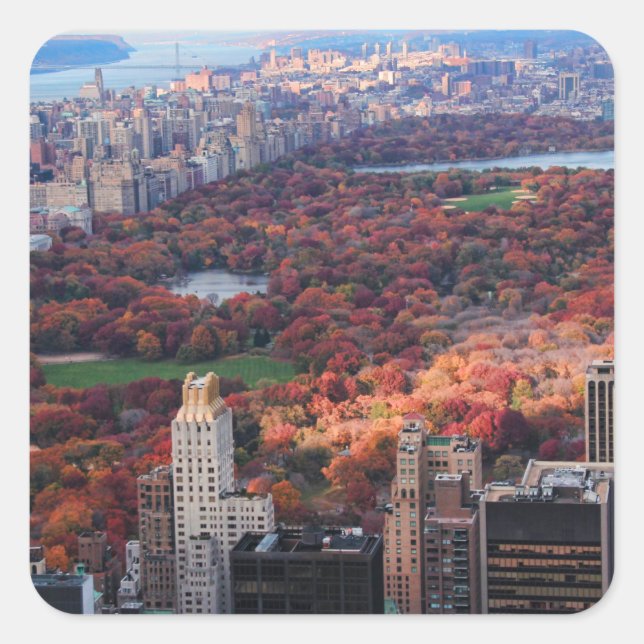 A view from above: Autumn in Central Park 01 Square Sticker (Front)