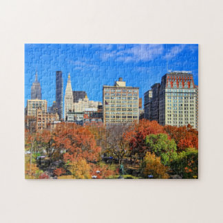 A view from Above: Autumn in Union Square Park NYC Jigsaw Puzzle