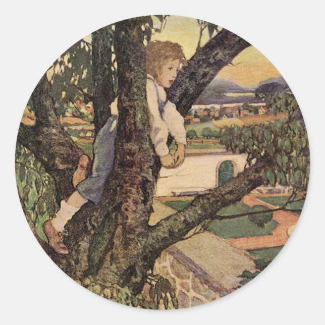 A View From the Trees by Jessie Willcox Smith Classic Round Sticker (Front)