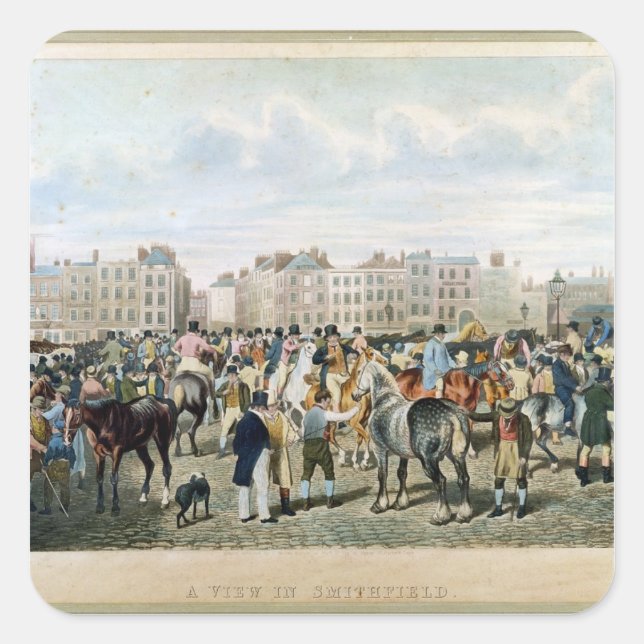 A View in Smithfield engraved by F.C. & C. Lewis Square Sticker (Front)